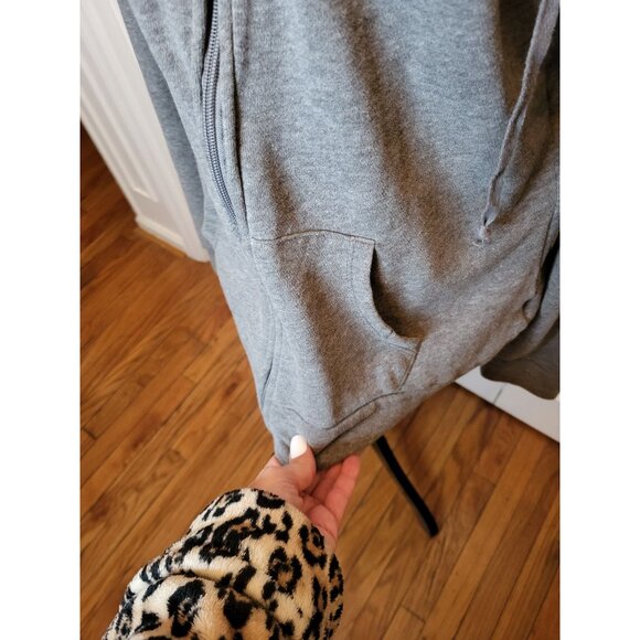 Hollister Gray Fleece Zip Up Hoodie Kangaroo Pocket M Activewear Athleisure - Picture 5 of 7